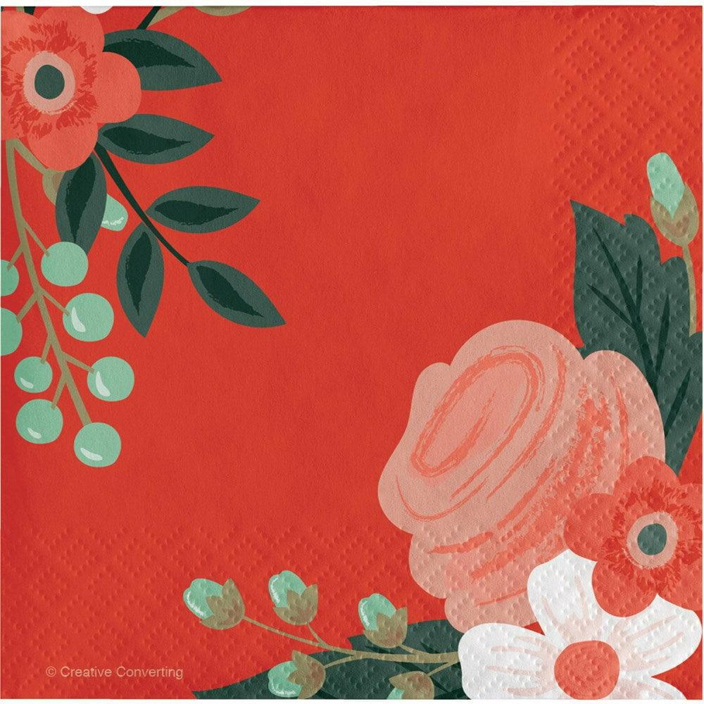 Modern Floral Beverage Napkin 3 Ply 24Ct - Toy World Inc