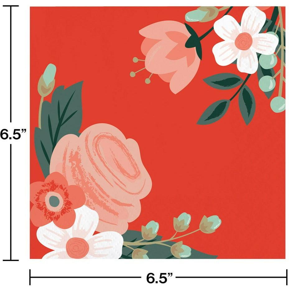 Modern Floral Beverage Napkin 3 Ply 24Ct - Toy World Inc