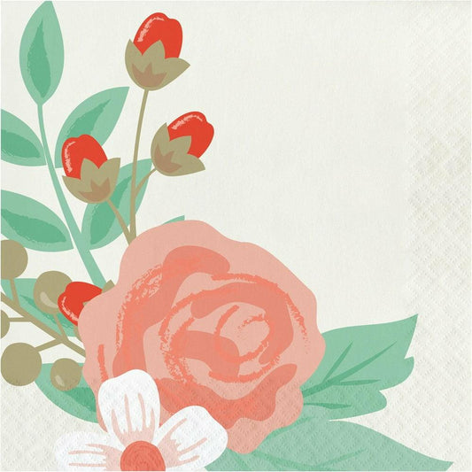 Modern Floral Luncheon Napkin 3 Ply 16Ct - Toy World Inc