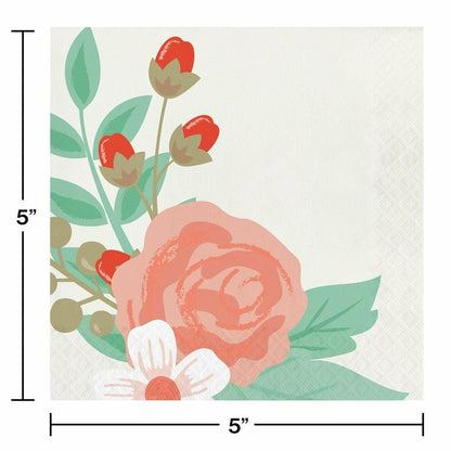 Modern Floral Luncheon Napkin 3 Ply 16Ct - Toy World Inc