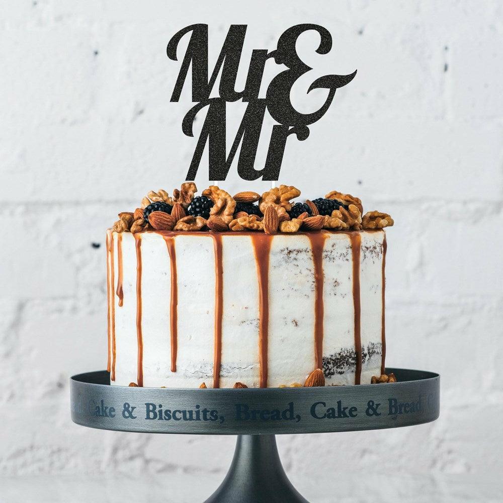 Mr And Mr Wedding Black Glitter Cake Topper 1Ct - Toy World Inc