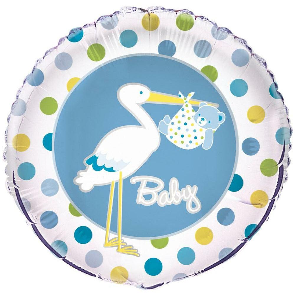 Mylar Balloon Baby Boy Stork 18 inch - Toy World Inc