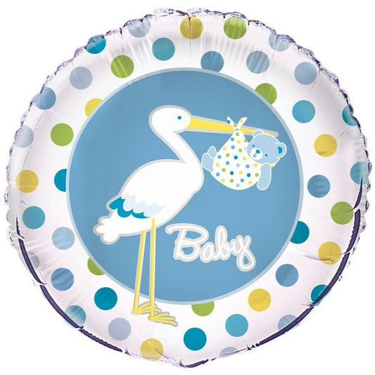 Mylar Balloon Baby Boy Stork 18 inch - Toy World Inc