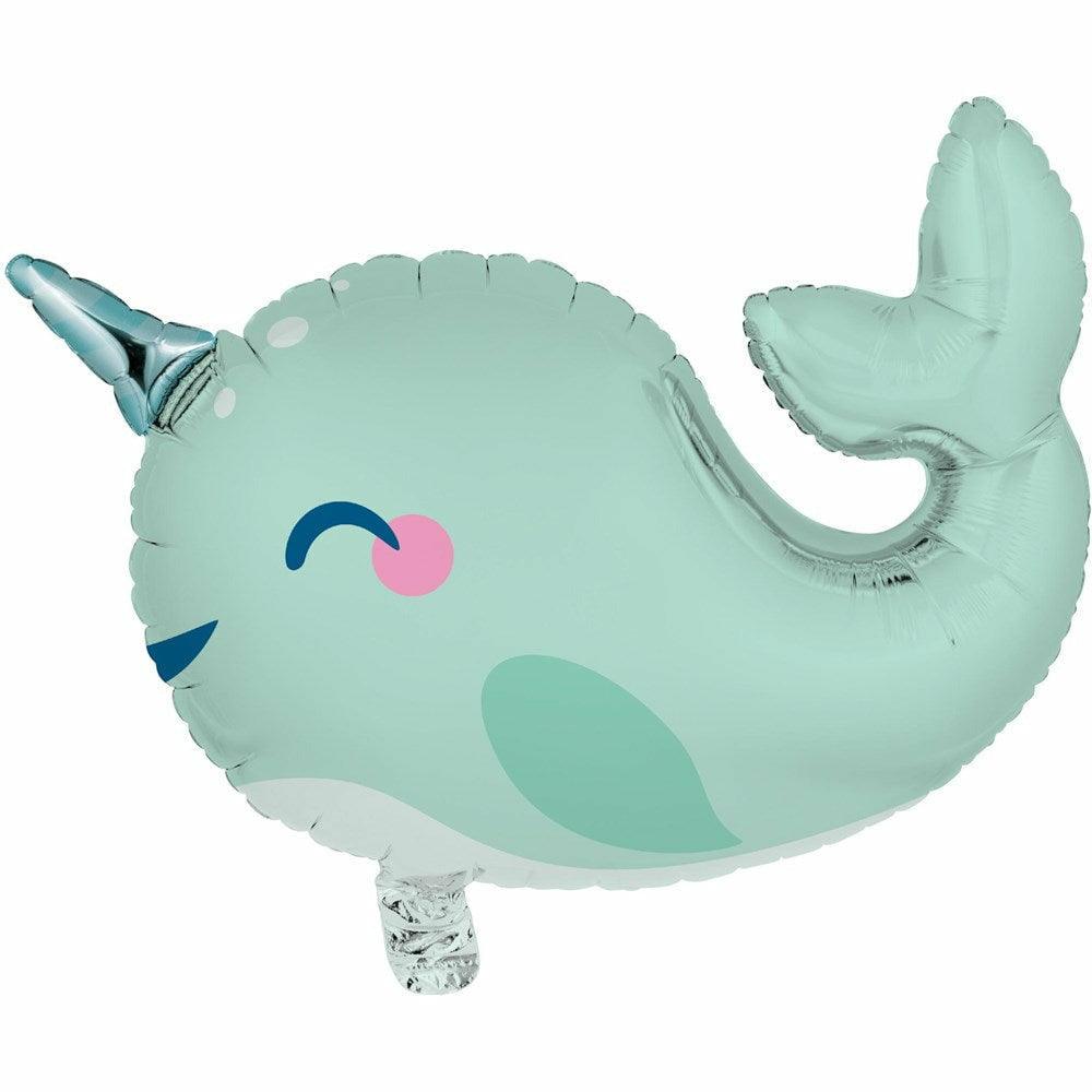Narwhal Party Foil Balloon Narwhal Shaped 27.5inX19in 1Ct - Toy World Inc