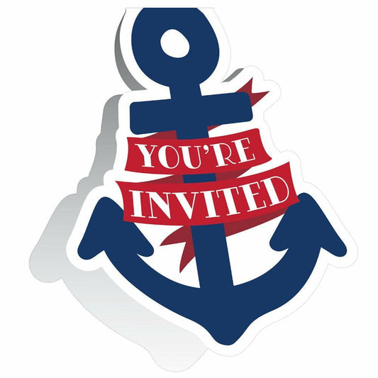 Nautical Baby Folded Invitation 8ct - Toy World Inc