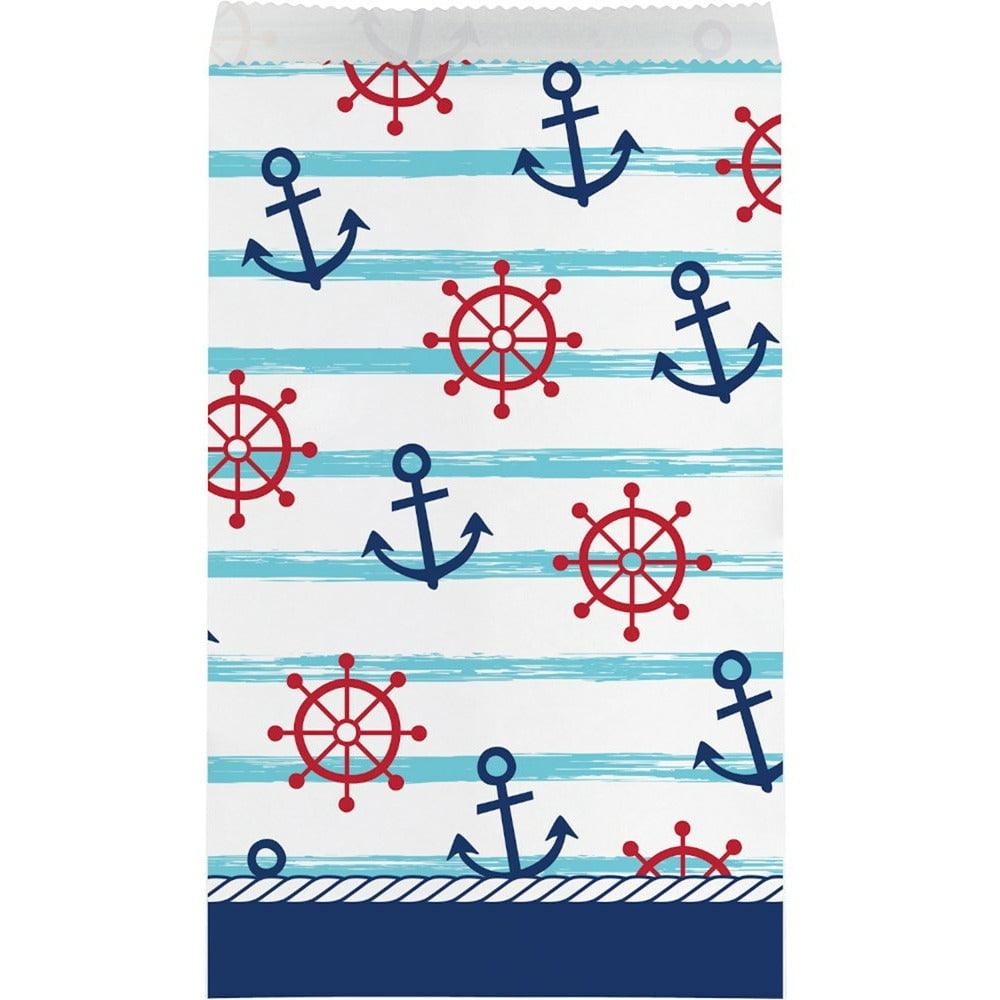 Nautical Baby Paper Treat Bag 8ct - Toy World Inc