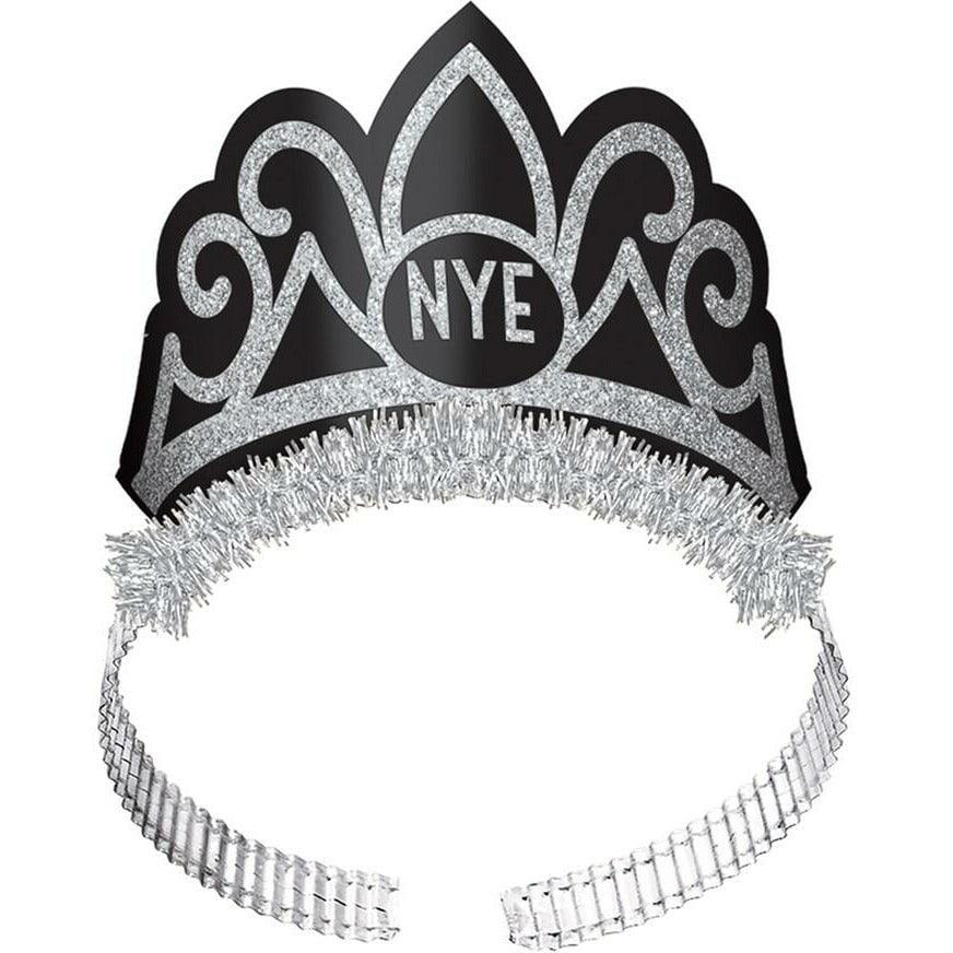 New Years Tiaras Black Silver Gold 6ct. - Toy World Inc