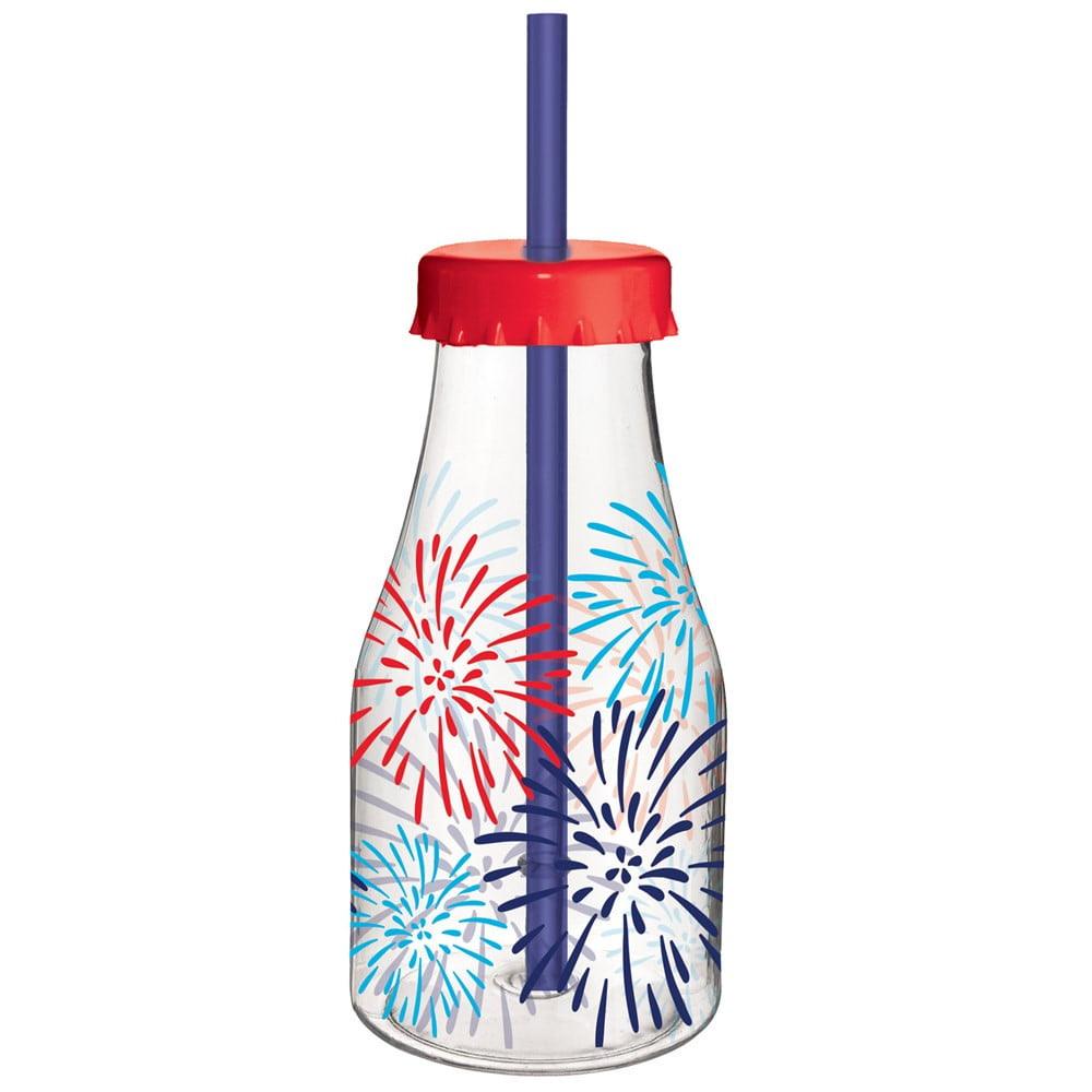 Patriotic Plastic Bottle with Straw - Toy World Inc