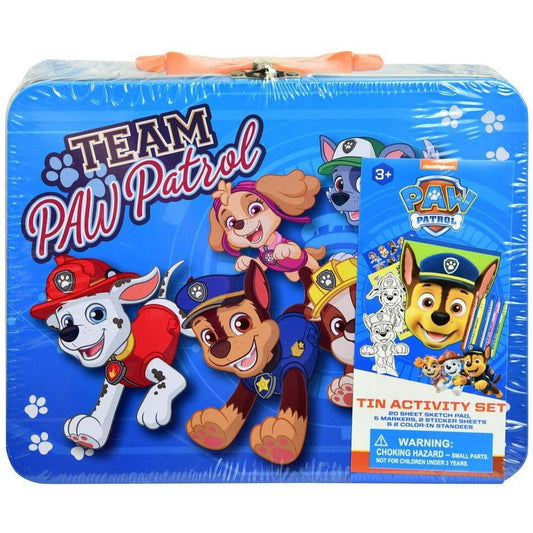 Paw Patrol Rectangle Tin With Stationery 7.75x2.75x6.25 - Toy World Inc