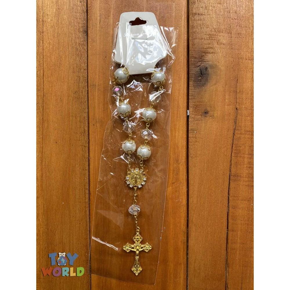 Pearl Rosary Bracelet Gold 12ct 7.9in - Toy World Inc