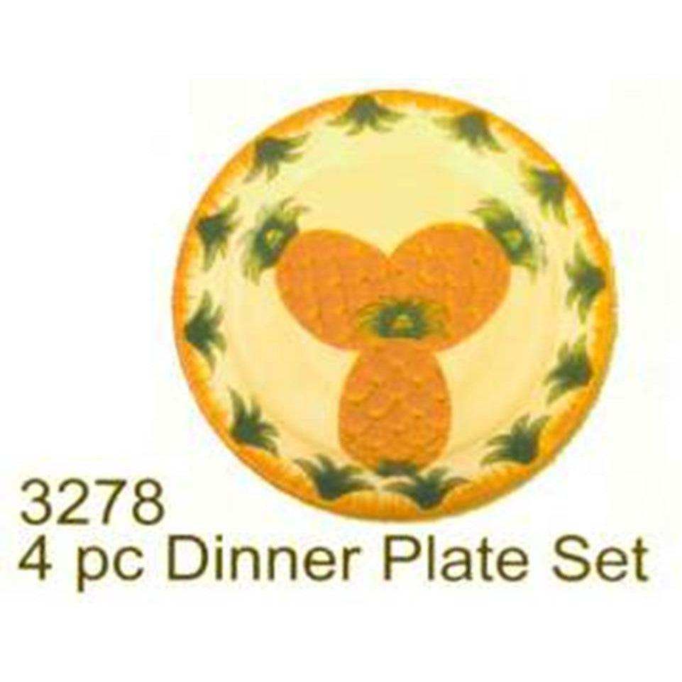 Pineappple Dinner Plate 4pc - Toy World Inc