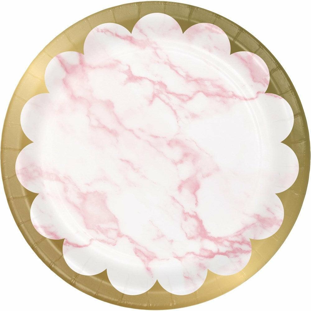 Pink Marble Luncheon Plate Foil 8Ct - Toy World Inc