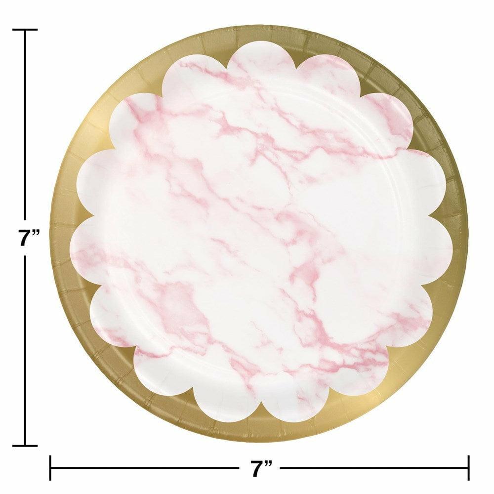 Pink Marble Luncheon Plate Foil 8Ct - Toy World Inc