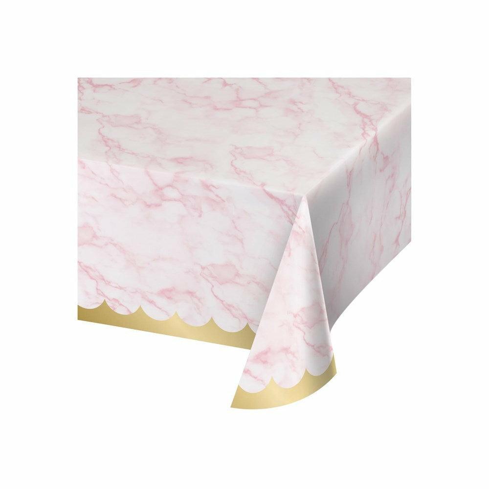 Pink Marble Paper Tablecover 54in X 102in  1Ct - Toy World Inc