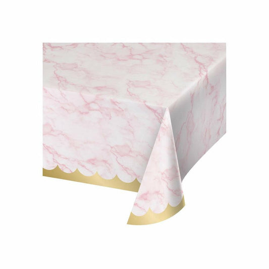Pink Marble Paper Tablecover 54in X 102in  1Ct - Toy World Inc