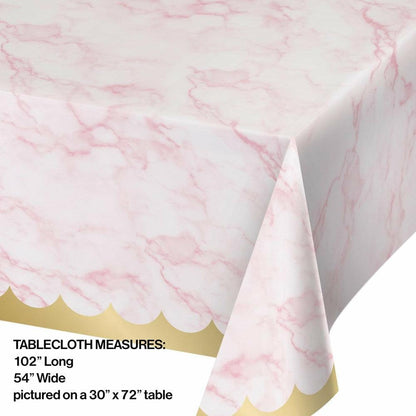Pink Marble Paper Tablecover 54in X 102in  1Ct - Toy World Inc