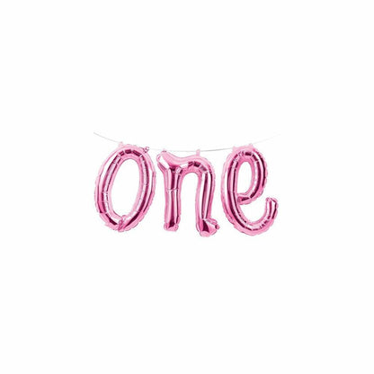 Pink One First Birthday Balloon Banner  1Ct - Toy World Inc