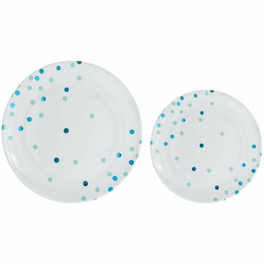 Plastic Plate Multipack Caribbean Blue/Robins Egg Blue 20ct - Toy World Inc