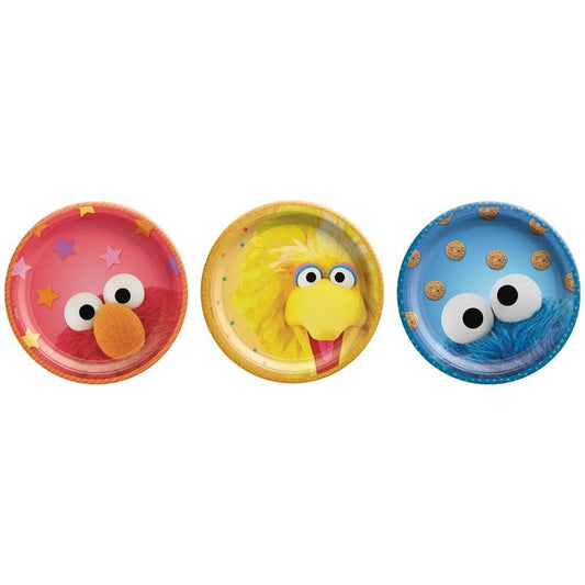 Plate 7in Round Sesame Street 8ct - Toy World Inc