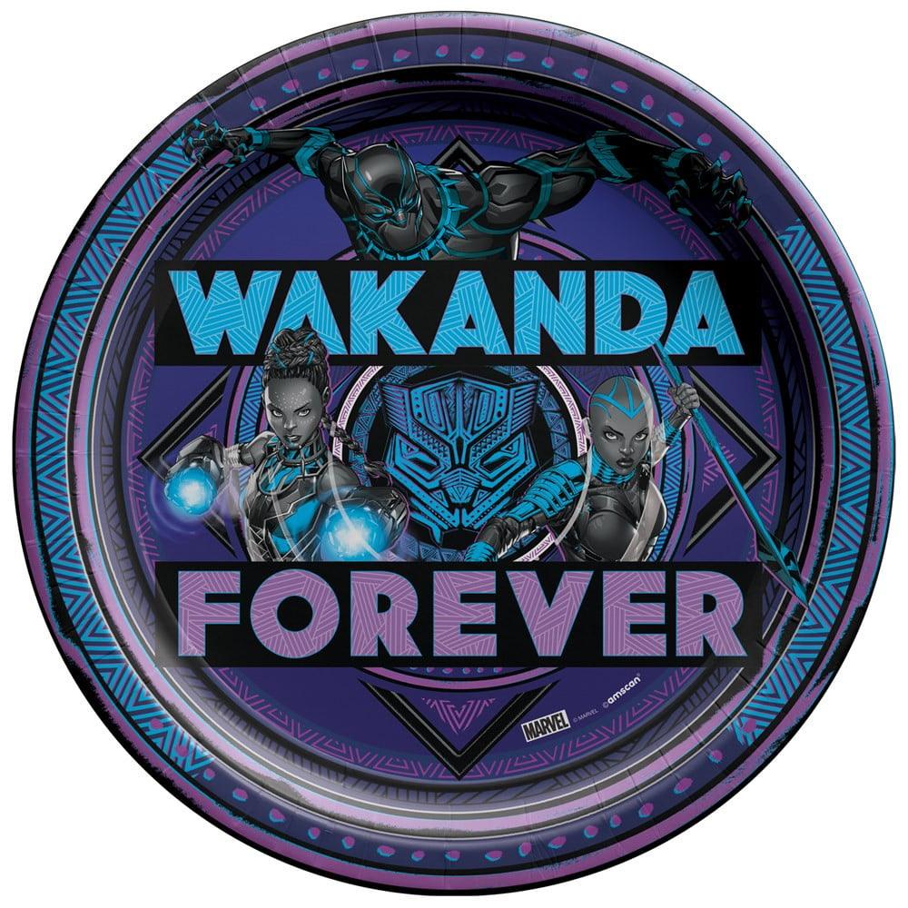 Plate 9in Round Black Panther Wakanda Forever 8ct - Toy World Inc