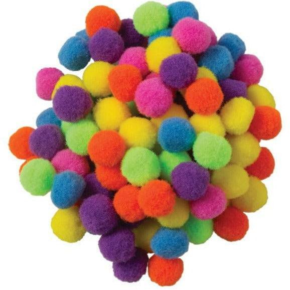 Poms Hot Colors Assorted 5in 100ct - Toy World Inc