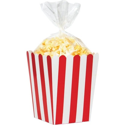 Popcorn Favor Boxes With Cello Bags 8Ct - Toy World Inc