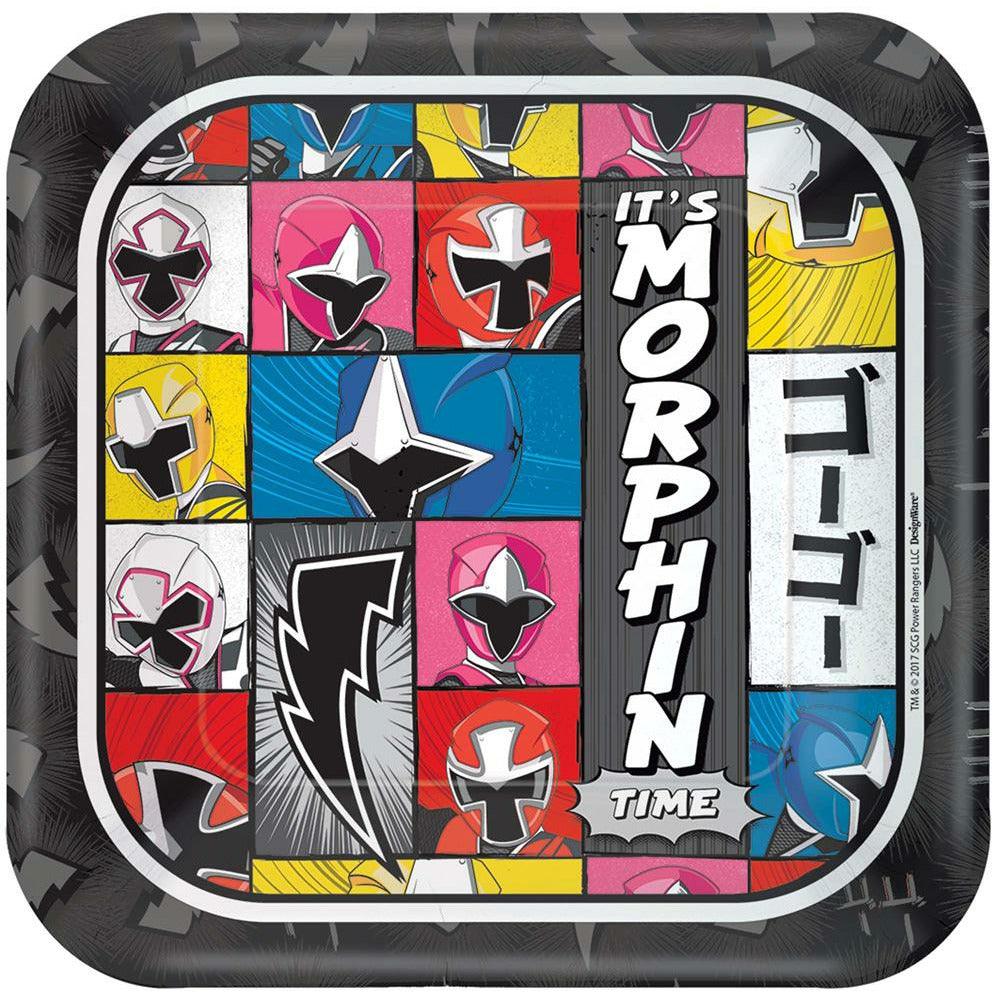 Power Ranger Ninja Sqare Plate (S) 8ct - Toy World Inc