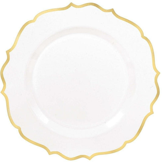 Premium Plastic Plate 10.25in 10ct-Ornate Gold Rim - Toy World Inc