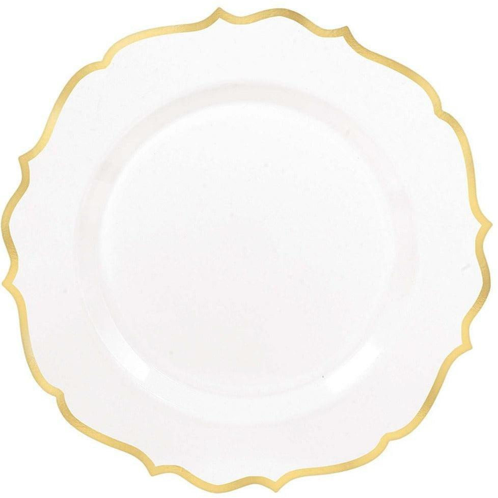 Premium Plastic Plate 7.75in 20ct-Ornate Gold Rim - Toy World Inc