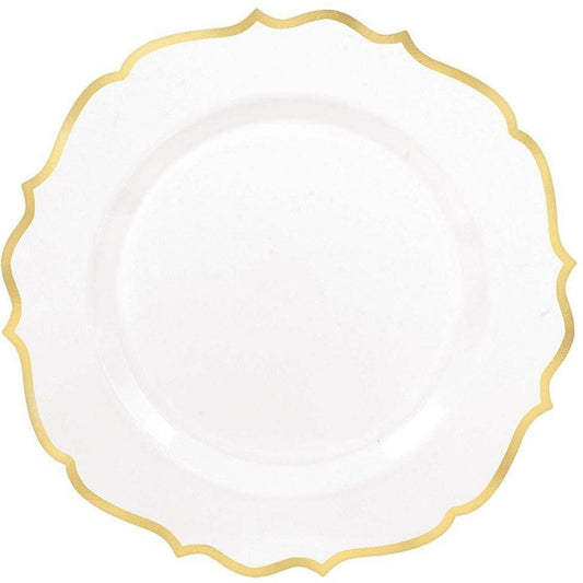 Premium Plastic Plate 7.75in 20ct-Ornate Gold Rim - Toy World Inc