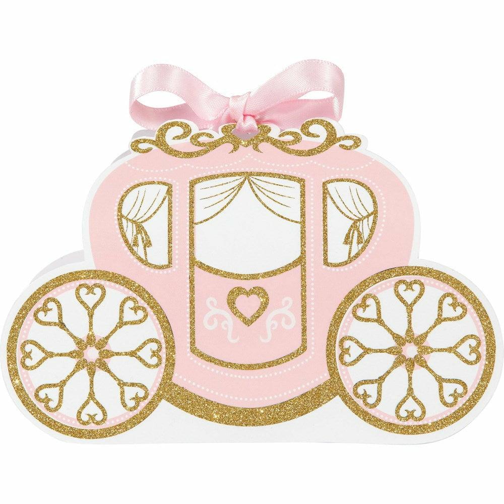 Princess Carriage Carriage Favor Boxes With Glitter 8Ct - Toy World Inc
