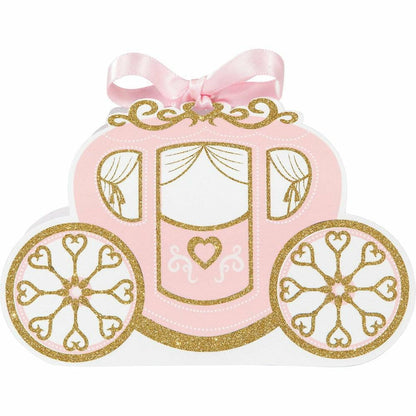 Princess Carriage Carriage Favor Boxes With Glitter 8Ct - Toy World Inc