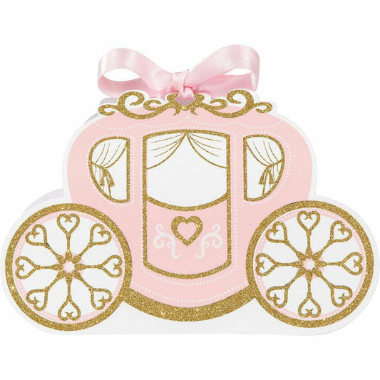 Princess Carriage Carriage Favor Boxes With Glitter 8Ct - Toy World Inc