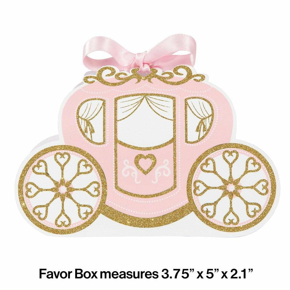 Princess Carriage Carriage Favor Boxes With Glitter 8Ct - Toy World Inc