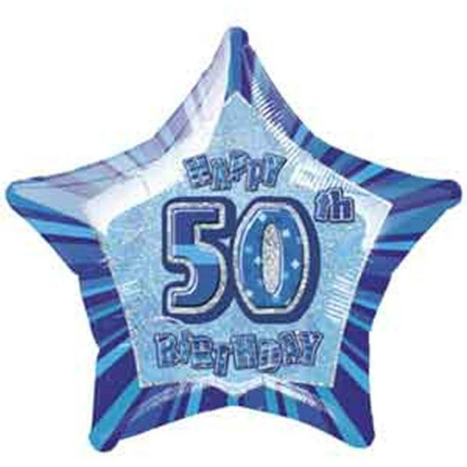 Prism Balloon 20in - Blue Star 50th - Toy World Inc