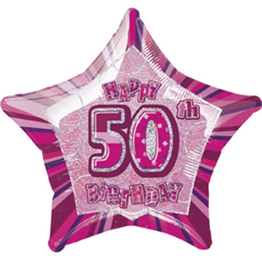 Prism Balloon 20in - Pink Star 50th - Toy World Inc