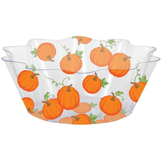 Pumpkins and Leaves Fluted Bowl 8in 1ct - Toy World Inc