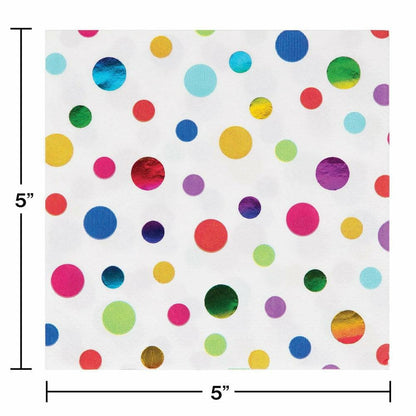 Rainbow Foil Beverage Napkin Rainbow Foil 16Ct - Toy World Inc