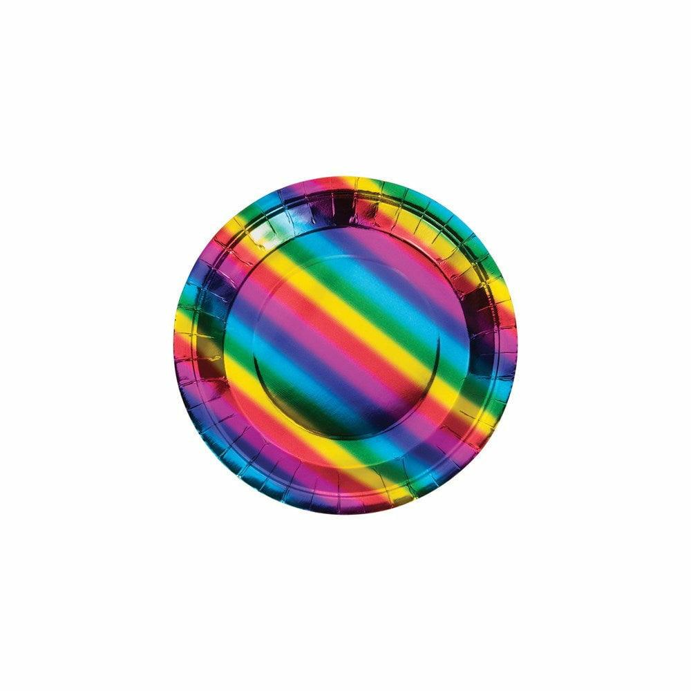 Rainbow Foil Dinner Plate Rainbow Foil 8Ct - Toy World Inc