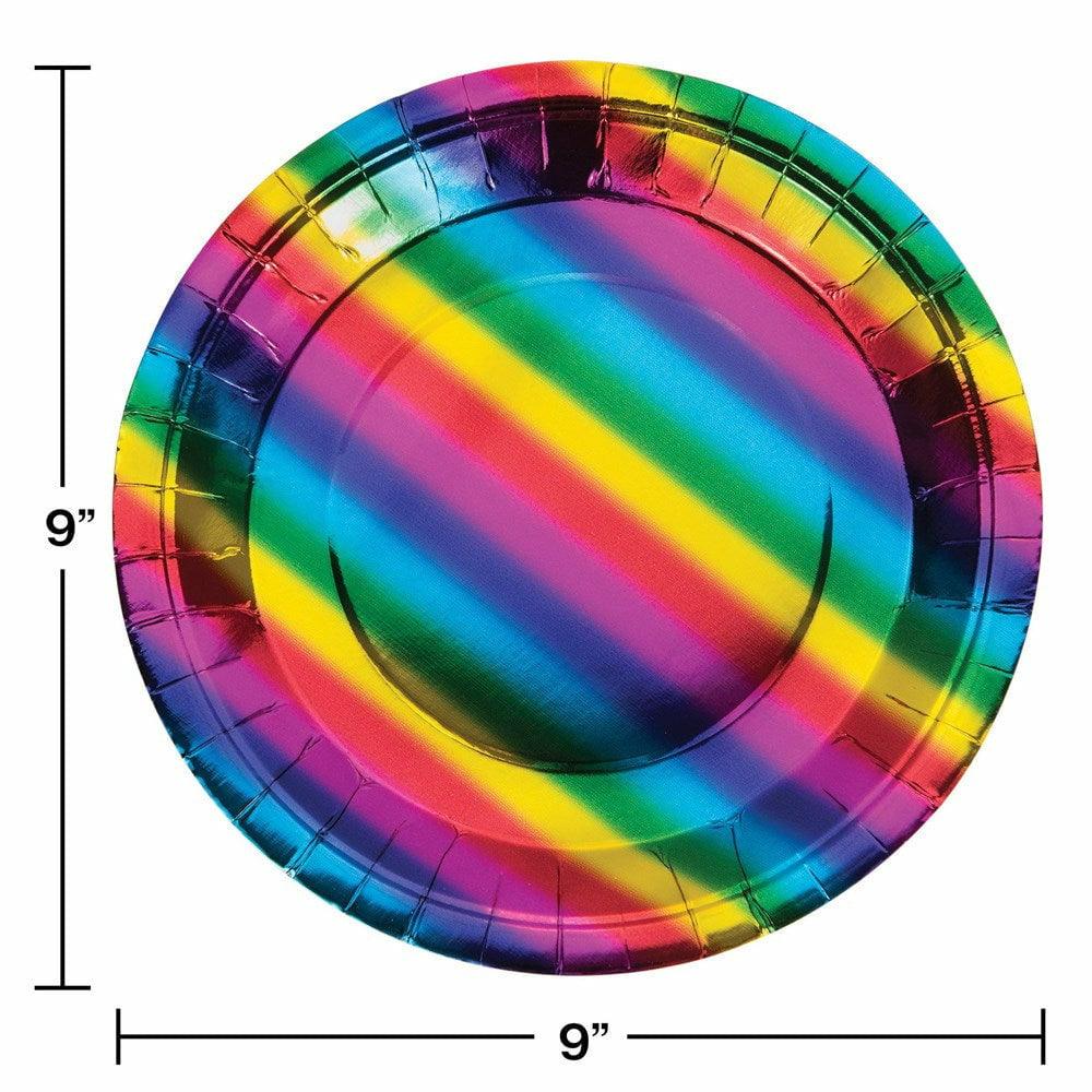 Rainbow Foil Dinner Plate Rainbow Foil 8Ct - Toy World Inc