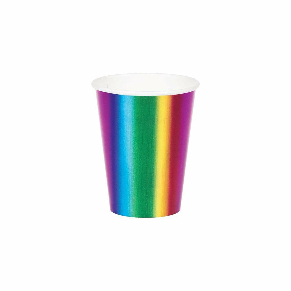 Rainbow Foil Hot and Cold Cups 9 Oz. Foil Rainbow Foil 8Ct - Toy World Inc