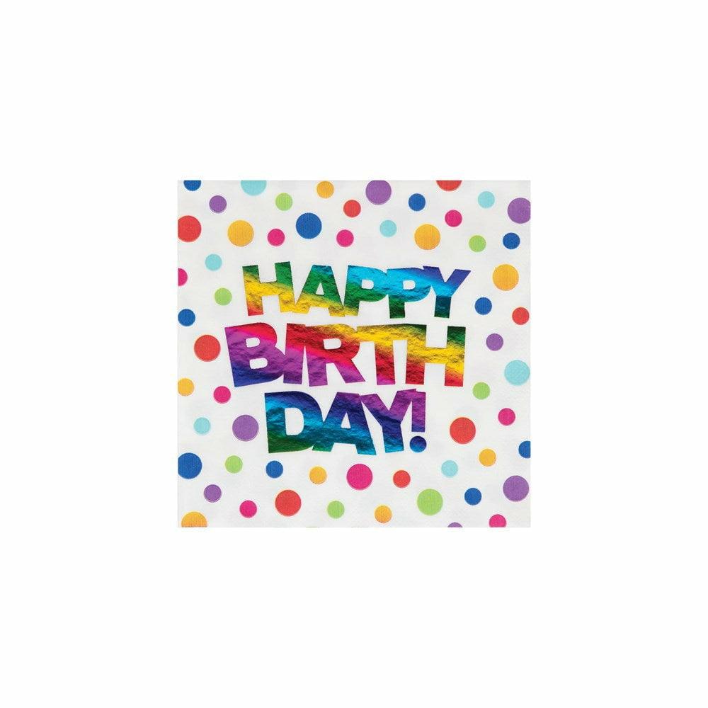 Rainbow Foil Luncheon Napkin Rainbow Foil Happy Birthday 16Ct - Toy World Inc