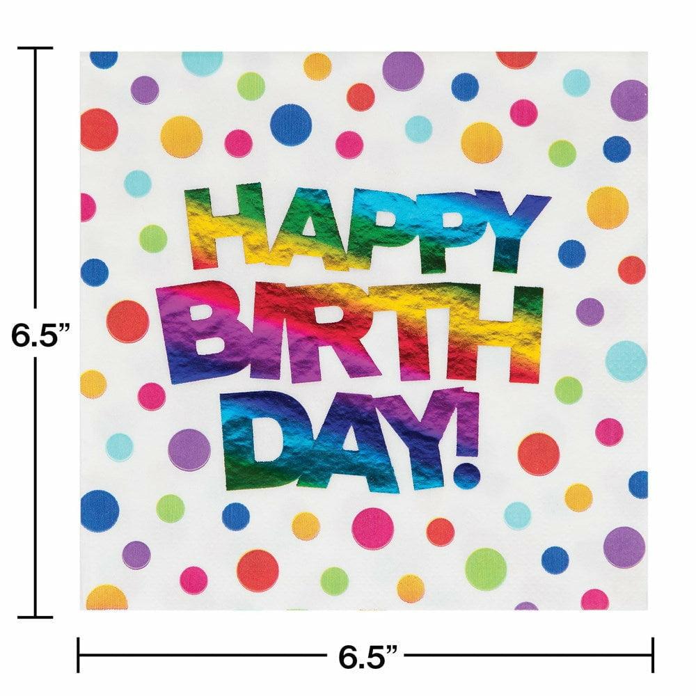 Rainbow Foil Luncheon Napkin Rainbow Foil Happy Birthday 16Ct - Toy World Inc