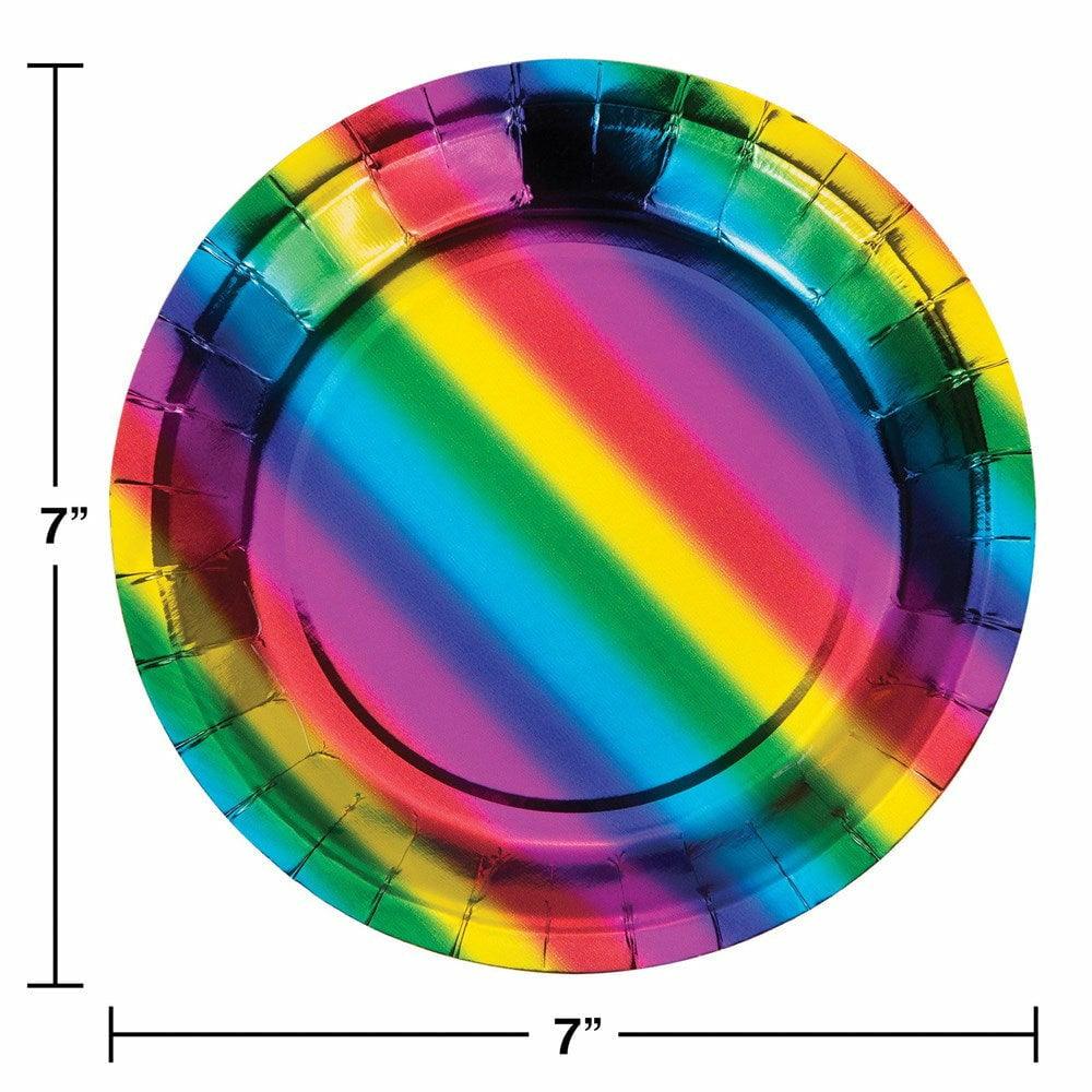 Rainbow Foil Luncheon Plate Rainbow Foil 8Ct - Toy World Inc