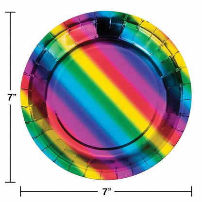 Rainbow Foil Luncheon Plate Rainbow Foil 8Ct - Toy World Inc