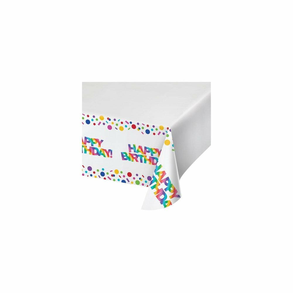 Rainbow Foil Plastic Tablecover Border Print 54in X 102in 1Ct - Toy World Inc