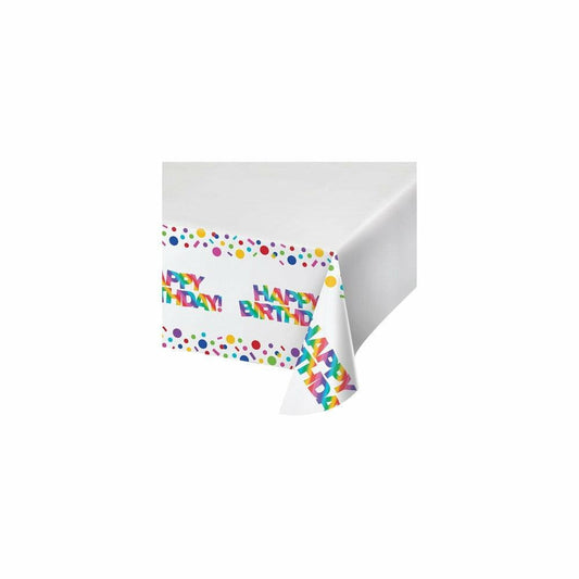 Rainbow Foil Plastic Tablecover Border Print 54in X 102in 1Ct - Toy World Inc
