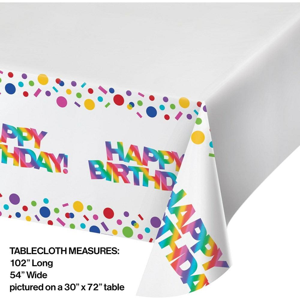 Rainbow Foil Plastic Tablecover Border Print 54in X 102in 1Ct - Toy World Inc