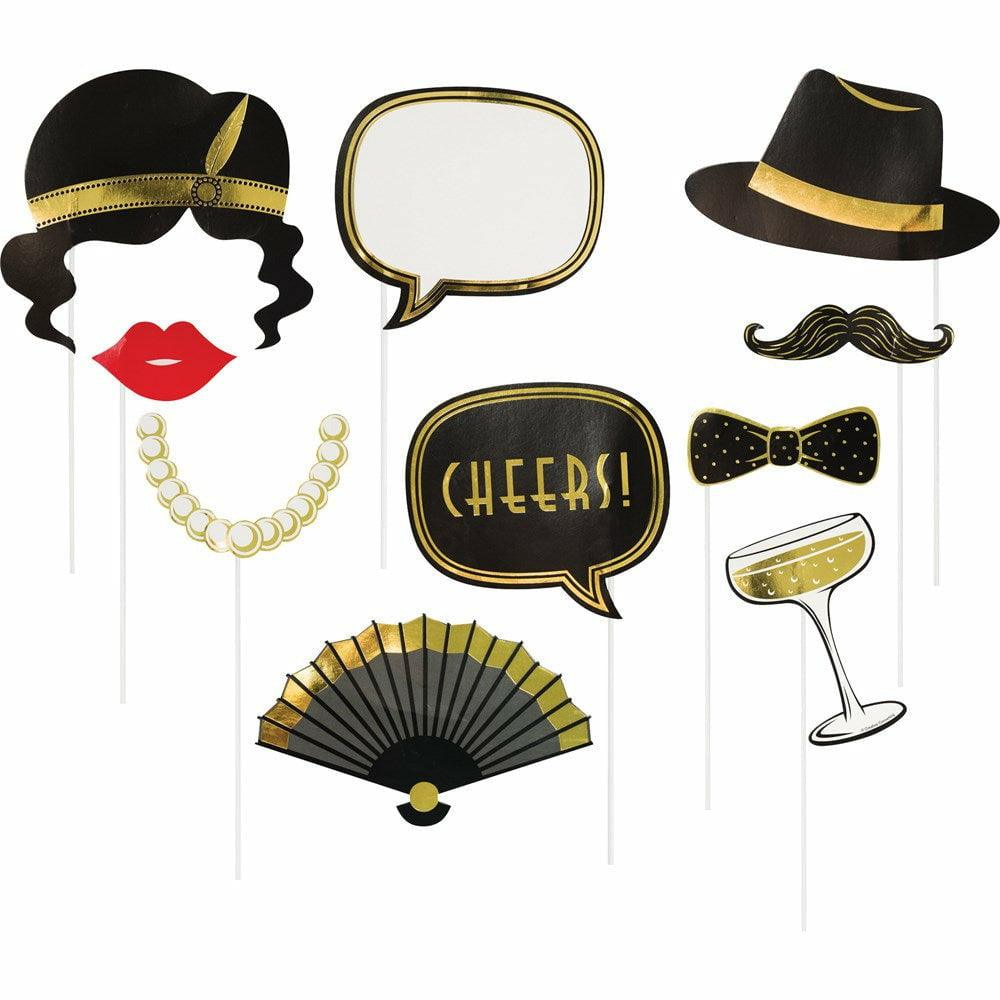 Roaring 20s Photo Props Foil 10ct - Toy World Inc