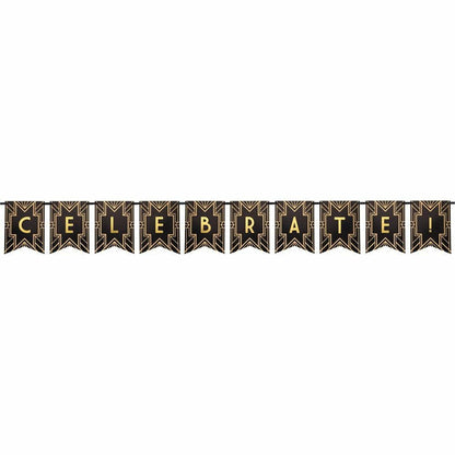 Roaring 20s Shaped Banner with Ribbon & Stickers DIY 1ct - Toy World Inc